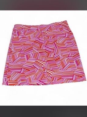 Multiples Pink and Red Geometric Mini Skirt